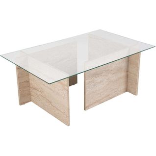 Table Basse En Verre Et Aggloméré Vetrino Travertine