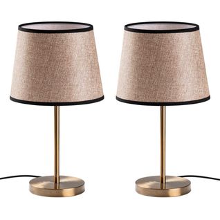 Ensemble De 2 Lampes à Poser Abajur Doré Et Beige