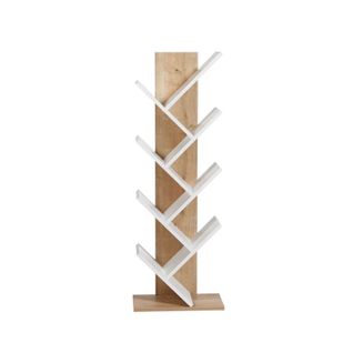 Bibliothèque En Bois "tuval 066" - 46 X 22 X 129 Cm - Chêne, Blanc