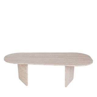 Table Basse Ovale Effet Travertin 130x65cm