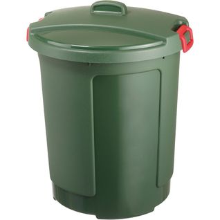 Poubelle De Jardin Couvercle Et Poignées 75 L Megano Vert- Plastique