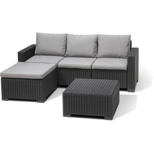 California Set Lounge 4 Personnes - Banquette 3 Places, Pouf, Table Basse, Graphite