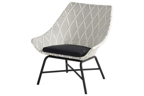 Delphine - Fauteuil De Jardin Gris Clair Et Noir En Résine, Aluminium Et Osier. L-h-p : 77-86-70 Cm