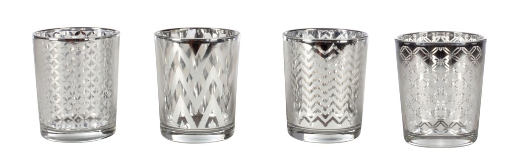 Photophore H. 6,5 cm BLANC GLACIER Argenté