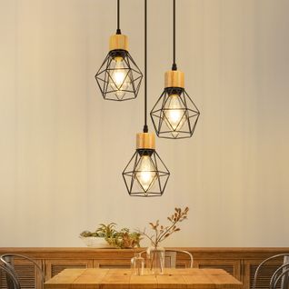 Suspension 3 Flamme Vintage Noir E27 Décoration De Salle à Manger