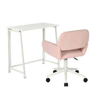 Ensemble De Bureau Pliable Blanc Avec Chaise De Bureau Rose