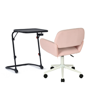 Ensemble De Petit Bureau Pliable Noir Avec Chaise De Bureau Rose