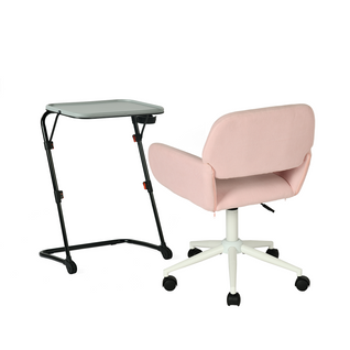Ensemble De Petit Bureau Pliable Gris Avec Chaise De Bureau Rose