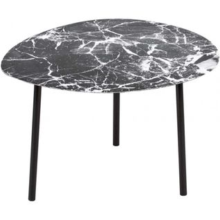 Table Basse En Métal Imitation Marbre Ovoid 67 X 60 Cm Noir