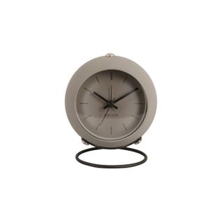 Réveil Rond Effet Flottant - Diam.9,5 Cm - Gris Foncé