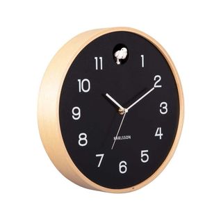 Horloge En Bois De Bouleau Natural Cuckoo Noir