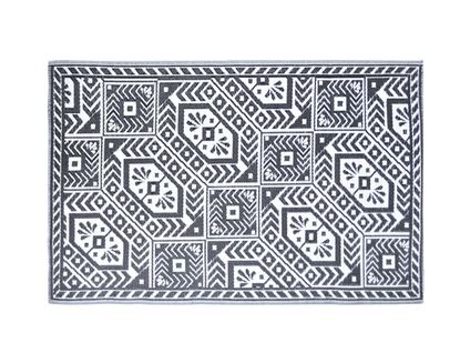 Tapis D'extérieur Rectangulaire Réversible Diamant Noir/blanc - 182 X 122 Cm