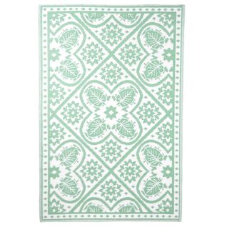 Tapis D'extérieur 182x122 Cm Tuiles Vert Et Blanc