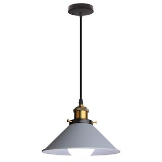 Suspension Moderne Lustre Abat-jour Métal Macaron Eclairage De Plafond Industriel E27 Gris