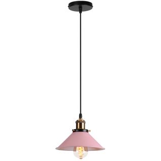 Suspension Moderne Lustre Abat-jour Métal Macaron Eclairage De Plafond Industriel E27 Rose