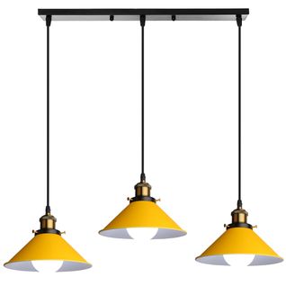 Suspension Moderne 3 Lustres En Métal Industriel Pour Chambre Salon Cuisine Jaune