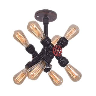 Applique Murale Tuyau D'eau Plafonnier Loft Métal 8 Tête Lampe à Douille E27 Industrielle Éclairage