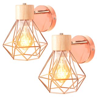 2pcs Appliques Murales Réglable Industriel Cage Métal 16cm E27 Luminaire Chambre Salon Couloir