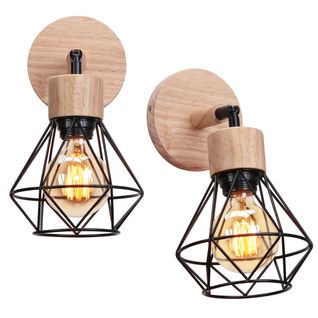 Lot De 2 Applique Murale Industrielle Orientable 180°vintage E27 Plafonnier Métal,noir