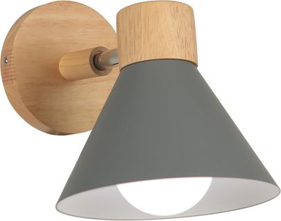 Appliques Murales Intérieur Réglable E27 Moderne Bois Pour Chambre Salon Couloir, Ø18cm Gris