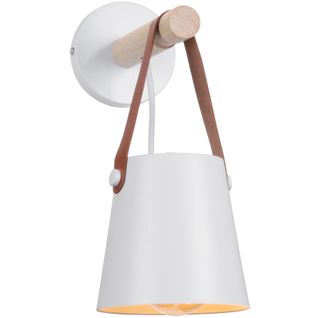 Applique Murale LED Industrielle Métal Bois Abat-jour Suspendu Ceinture E27 Chambre Salons,blanc