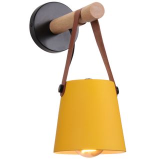 Applique Murale LED Industrielle Métal Bois Abat-jour Suspendu Ceinture E27 Chambre Salons,orange