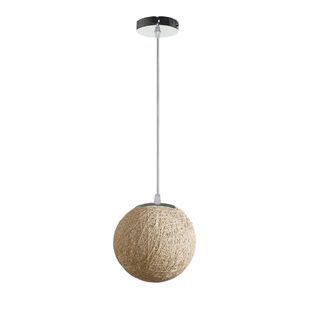 Beige Suspension Luminaire En Rotin Globe Rond 15cm Lustre Abat-jour Diy Lampe Plafond E27
