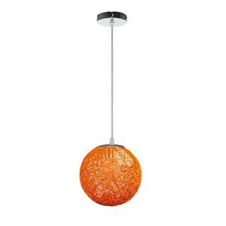 Orange Suspension Luminaire En Rotin Globe Rond 15cm Lustre Abat-jour Diy Lampe Plafond E27
