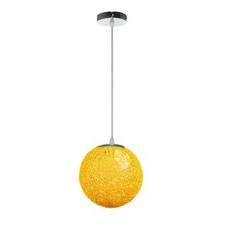 Jaune Suspension Luminaire En Rotin Globe Rond 15cm Lustre Abat-jour Diy Lampe Plafond E27