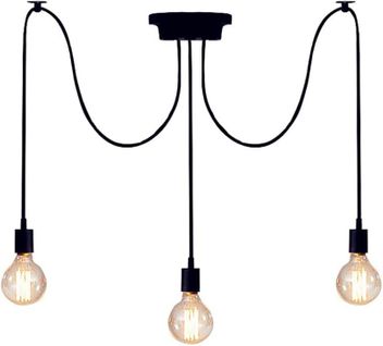 Suspension Araignées E27 Lustre Abat-jour Industriel Ajustable Noir Avec 1.5m Fil 3 Têtes Noir