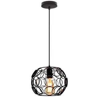 Suspension Industrielle Rond Lustre Abat-jour En Métal E27 Pour Salon Chambre Cuisine Noir