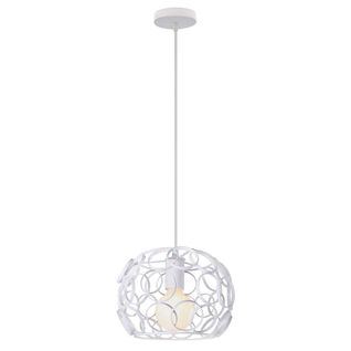 Suspension Industrielle Rond Lustre Abat-jour En Métal E27 Pour Salon Chambre Cuisine Blanc