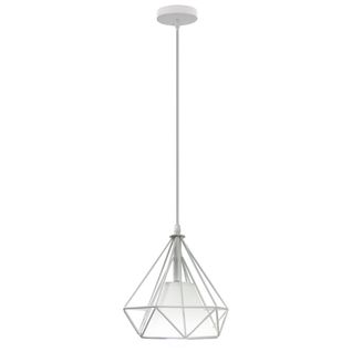 Suspension Industrielle Diamant 20cm Lustre Abat-jour Cage En Fer Blanc