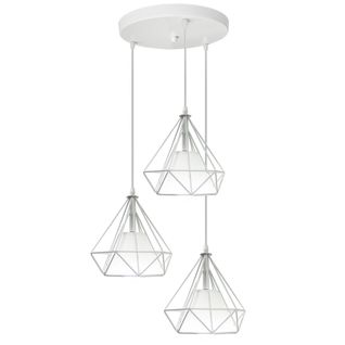 Suspension Industrielle 20cm Lustre Abat-jour Cage 3 Lampes Pour Cuisine Chambre Salon Blanc