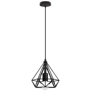 Lustre Suspension Industriel Luminaire Abat-jour En Métal Diamant Noir