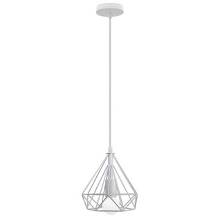 Lustre Suspension Industriel Luminaire Abat-jour En Métal Diamant Blanc