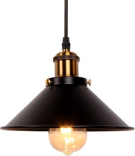 Suspension Industrielle E27 Lustre Vintage 22cm Lampe De Plafond Abat-jour Noir