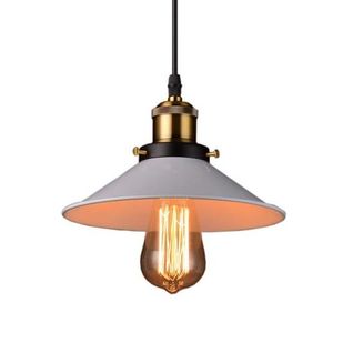 Suspension Industrielle E27 Lustre Vintage 22cm Lampe De Plafond Abat-jour Blanc