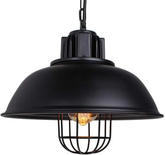 Suspension Industrielle 33cm Lustre Vintage Abat-jour Métal E27 Pour Salon Cuisine Chambre Noir