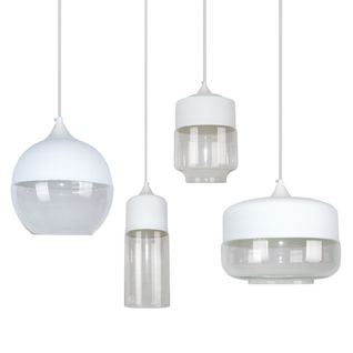 Lot De 4 Suspension Moderne Lustre Abat-jour En Verre E27 Pour Salle Chambre Salon Bar Blanc