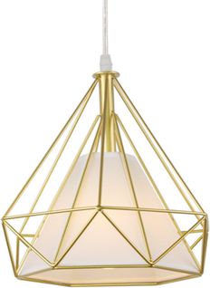 Suspension Industrielle 25cm Plafonnier Abat-jour Cage Diamant Corder Ajustable Or