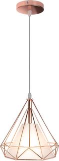 Vintage Suspension Industrielle Cage 25cm E27 Lustre Luminaire Pour Cuisine Salon Chambre Rose