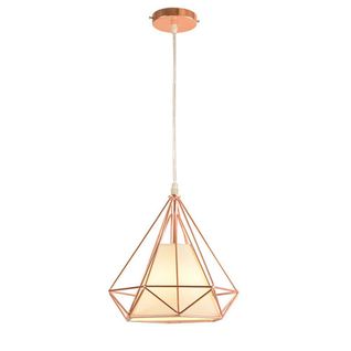 Lustre Suspension Industrielle 25cm Lampe De Plafond Cage Pour Cuisine Salon Chambre Rose