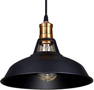 Suspension Industrielle Vintage E27 Lustre Abat-jour Retro Pour Cuisine Salle Salon Chambre Noir