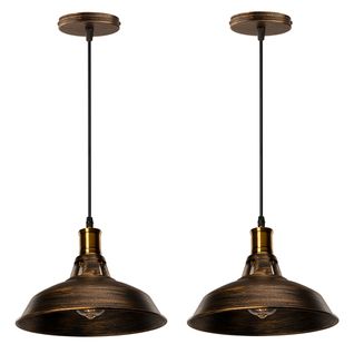 2 Pack Suspension Industrielle Vintage E27 Lustre Abat-jour Retro Pour Cuisine Salon Chambre Laiton