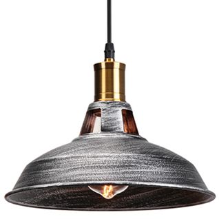 Suspension Industrielle Vintage E27 Lustre Abat-jour Retro Pour Cuisine Salle Salon Chambre Argenté