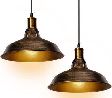 2 Pack Lustre Suspension Industrielle Vintage E27 Plafonnier Pour Cuisine Salon Chambre Laiton