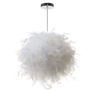 Lustre Suspension En Plumes E27 Plafonnier Pour Chambre Salon Salle Blanc