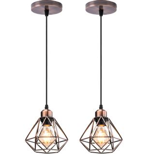 2 Pack Lustre Suspension Industriel E27 Eclairage De Plafond Vintage Pour Salon Chambre Salle Laiton