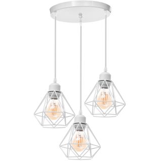Suspension Industrielle Vintage E27 Lustre Abat-jour Cage Pour Salon Chambre Couloir Blanc